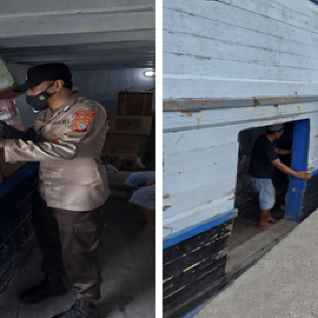 Cegah Barang Terlarang  Pos KP3 Polsek Luwuk Lakukan Pengecekan Kapal Penumpang