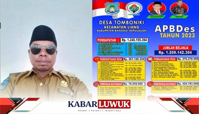 Pemasangan Baliho Transparansi Anggaran Desa Tomboniki Tahun 2023