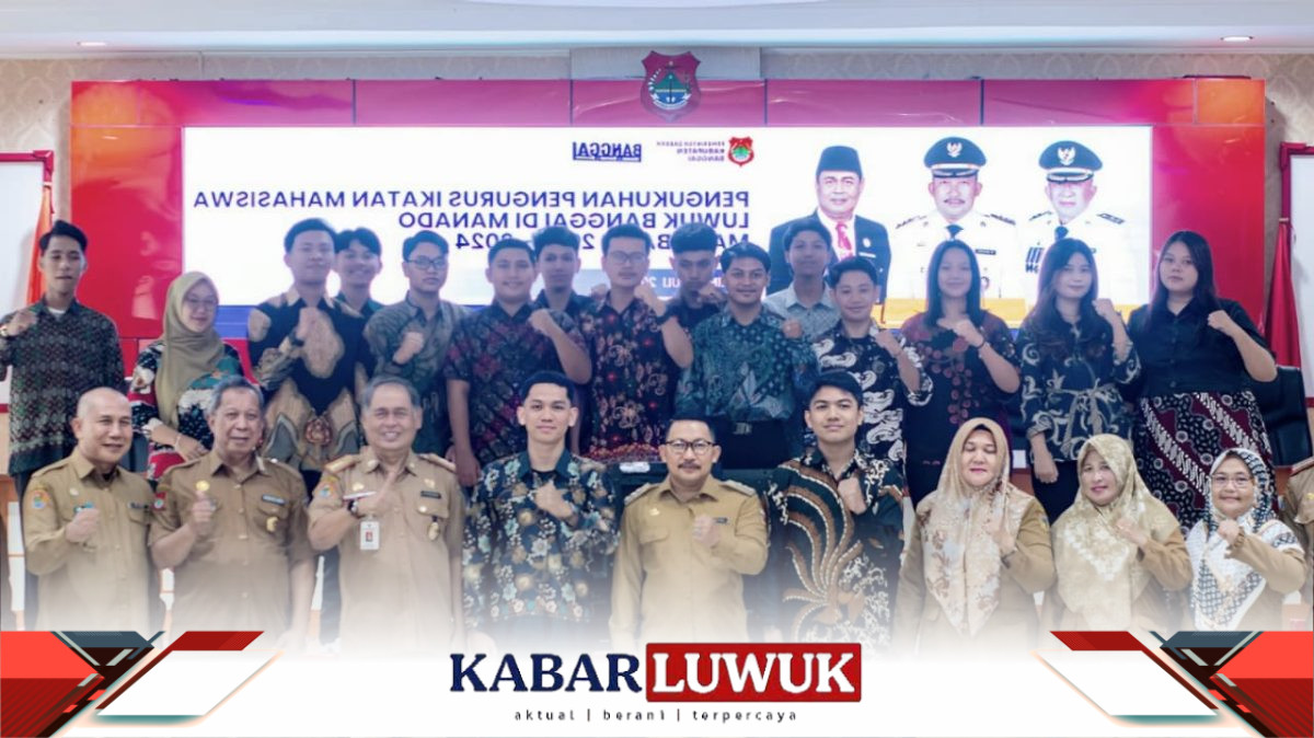 Pengurus IMLB Manado periode 2023-2024 berfoto bersama Bupati dan jajaran pimpinan OPD Banggai usai pelantikan (31/07/23).