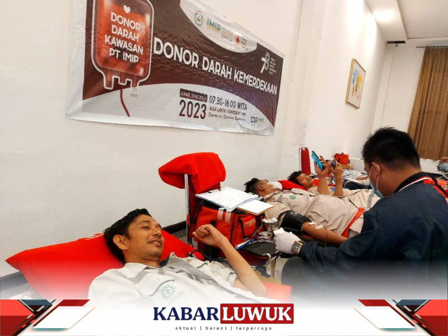 PT Indonesia Morowali Industrial Park (IMIP) menggelar aksi donor darah di Aula Serbaguna kantor