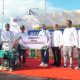 Direktur Keuangan Air Nav Indonesia, Azizatun Azhimah melakukan penyerahan tempat sampah dan alat pencacah sampah kepada Bupati Banggai