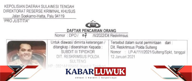 Setahun Lebih DPO Korupsi APBD Bangkep Belum Berhasil Ditangkap Polisi
