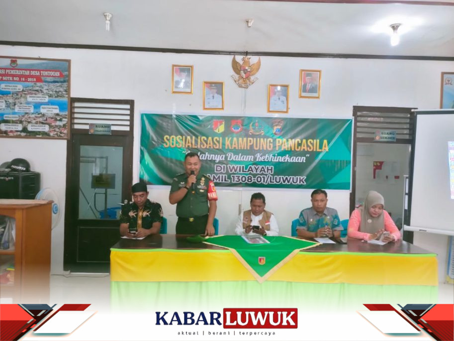 Danramil 1308-01/LB, Letda Inf. Romel Kamea Saat memberikan arahan dalam rangka Sosialisasi kampung Pancaslisa Di DesaTontoan Kecamatan Luwuk Kabupaten Banggai
