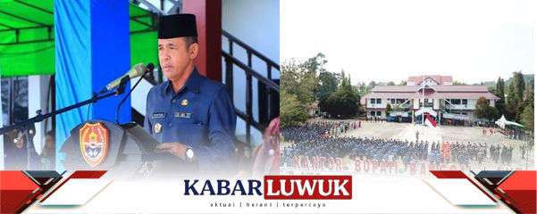 Sekretaris Daerah Kabupaten Banggai Laut, Drs. Ruslan, bertindak sebagai inspektur upacara