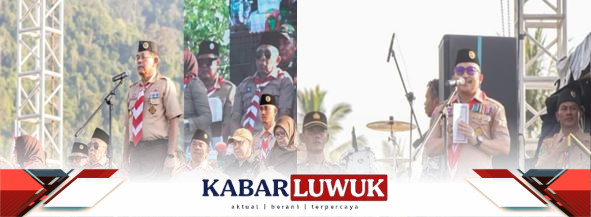 Wakil Ketua Kwartir Nasioanal Gerakan Pramuka dan Bupati Banggai saat membuka Kemah Prestasi Ke 2 Di desa Boitan Kecamatan Luwuk Timur. ( Foto.DKISP )