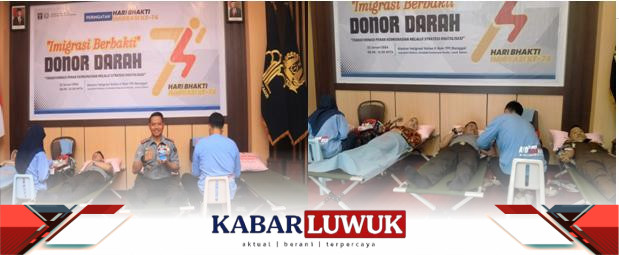 Kepala Kantor Imigrasi Kelas II Non TPI Kabupaten Banggai, Octaveri, S.KOM. MA saat usai melakukan Donor Darah