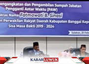 Paripurna PAW DPRD Bangkep Resmi Lantik Fatmawati B. Sinasi Sebagai Anggota Baru