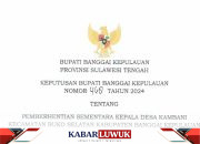 Bupati Bangkep Berhentikan Sementara Kades Kambani