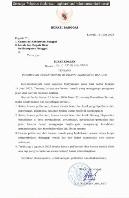 Bupati Banggai Tertibkan Ternak Berkeliaran
