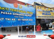 Peringati HUT TNI ke 80, Posal Luwuk Lanal Palu Berkolaborasi dengan Pemda Banggai Gelar Pasar Sembako Murah