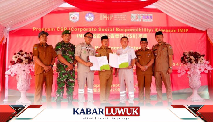 CSR IMIP dan PT QMB Serahkan Bantuan Infrastruktur di Bahodopi