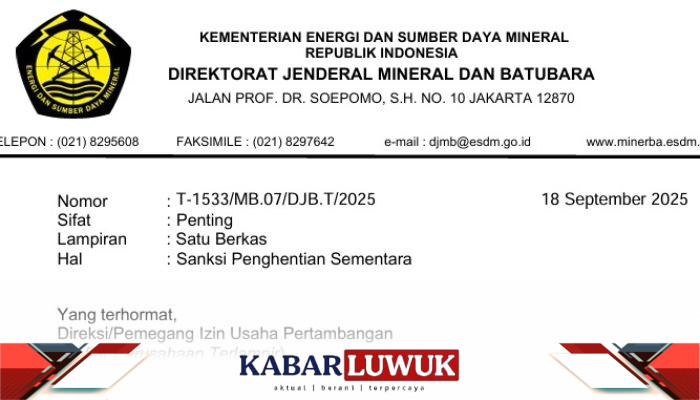 Dua Perusahaan Tambang di Banggai Disanksi Kementerian ESDM, Kegiatan Penambangan Dihentikan Sementara