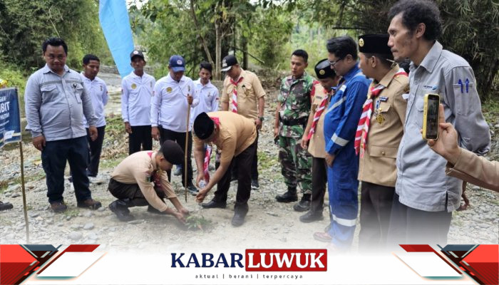 DSLNG dan Pramuka Kwarran Kintom Tanam 500 Bibit Pohon di Babang Buyangge