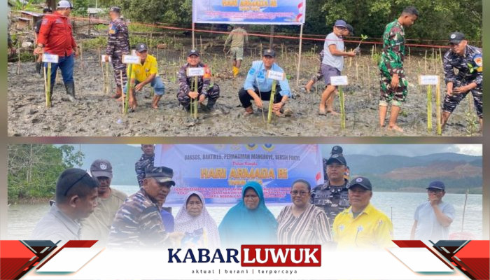 Peringati Hari Armada RI Tahun 2025, Posal Luwuk Lanal Palu Gelar Baksos dan Penanaman Mangrove di Siuna