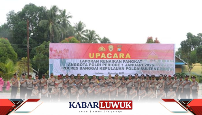 Kapolres Banggai Kepulauan Pimpin Upacara Kenaikan Pangkat 44 Personel Periode Januari 2026