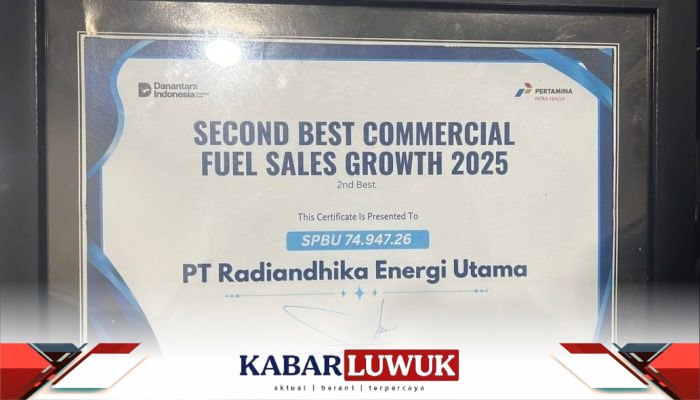 SPBU Singkoyo Raih Penghargaan Second Best Commercial Fuel Sales Growth