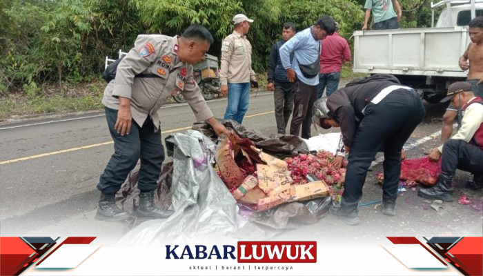 Polisi Evakuasi Mobil Pick up, Alami Kecelakaan Tunggal di Jalan Lingkar Luwuk-Batui