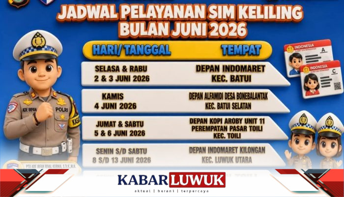 Jadwal SIM Keliling Polres Banggai Juni 2026