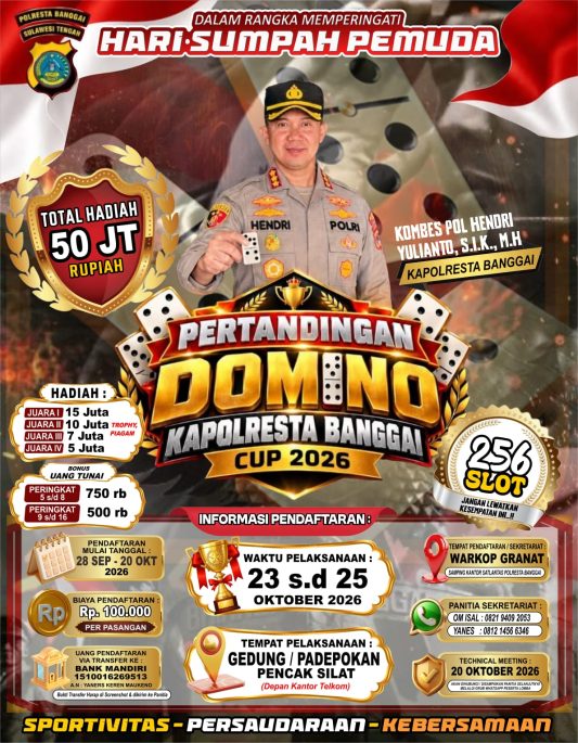 Semarak Sumpah Pemuda, Lomba Domino Kapolresta Banggai Cup Total Hadiah Rp50 Juta