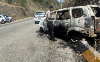 Avanza Muatan Sayur Terbakar di Tanjakan Desa Bunga Banggai, Polisi Olah TKP
